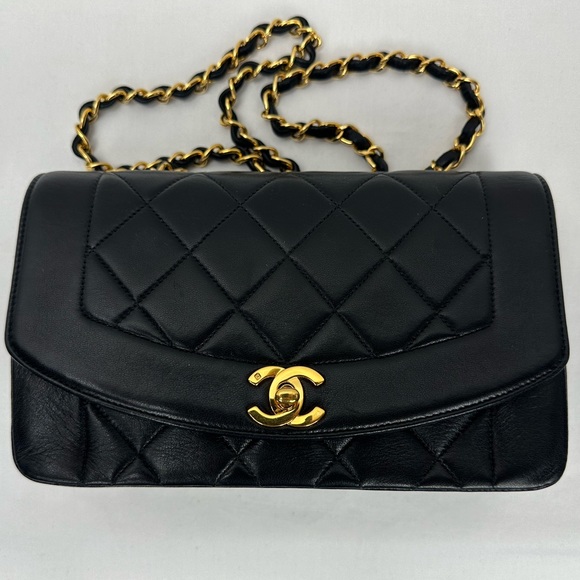 Chanel Diana Small Single Flap Black Lambskin Gold Chain Bag - Picture 8 of 15